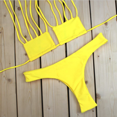 Sexy Yellow Two Piece Bikini Set