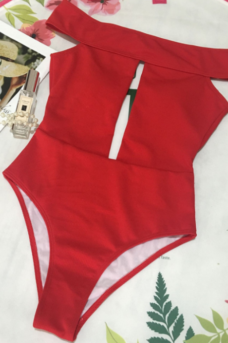 Integrated Swimsuit Hollowed Out Bikini Solid Color Swimsuit