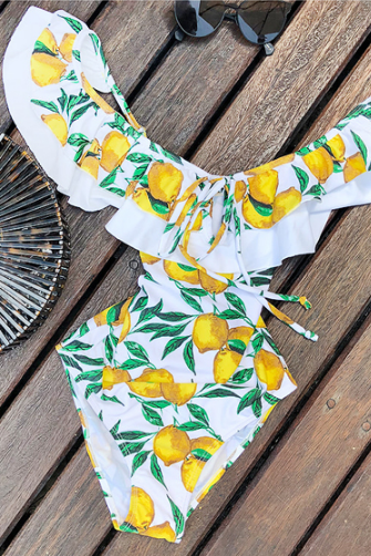Lemon One Piece Bow Yellow Swimwear Bikinis