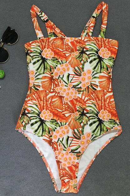 Printed Bikini One-piece Women's One-piece Swimsuit Strap