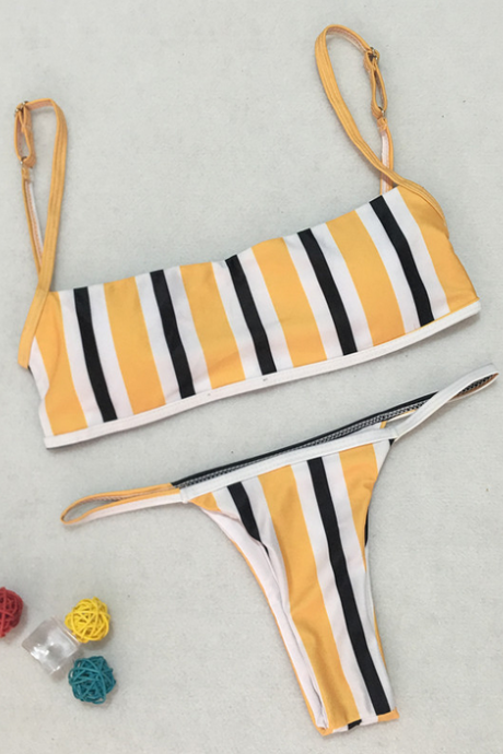 New striped print bikini halter swimsuit for women sexy swimsuit beach