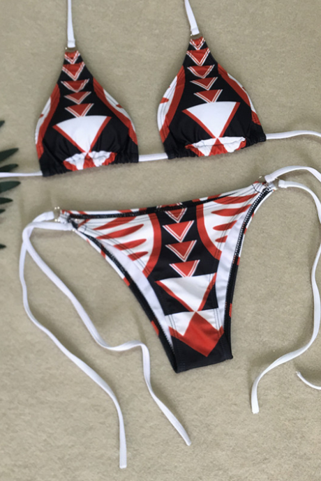 Hot style geometric print bikini strap swimsuit sexy swimsuit
