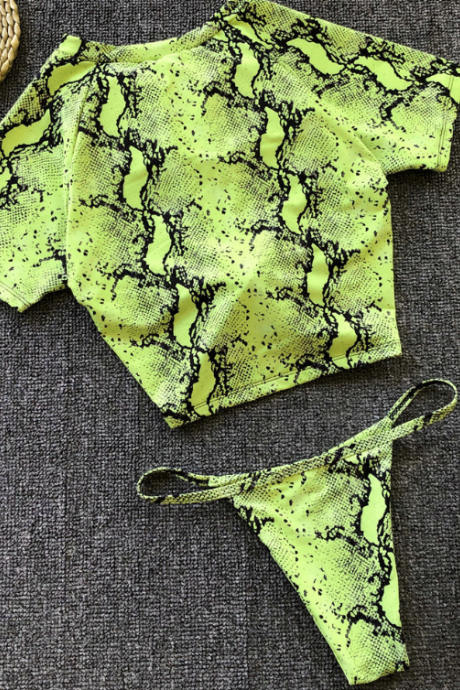 Hot style knot split swimsuit sexy half sleeve