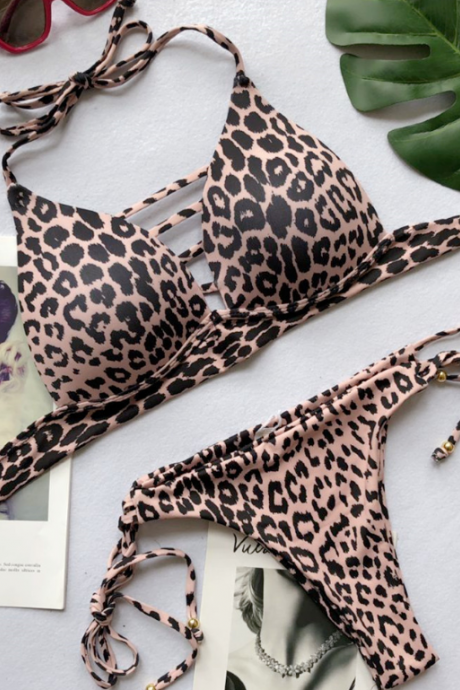 Pop sexy leopard print bikini