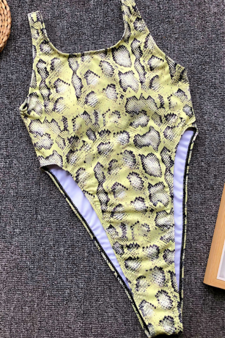Burst up snake skin pattern swimsuit