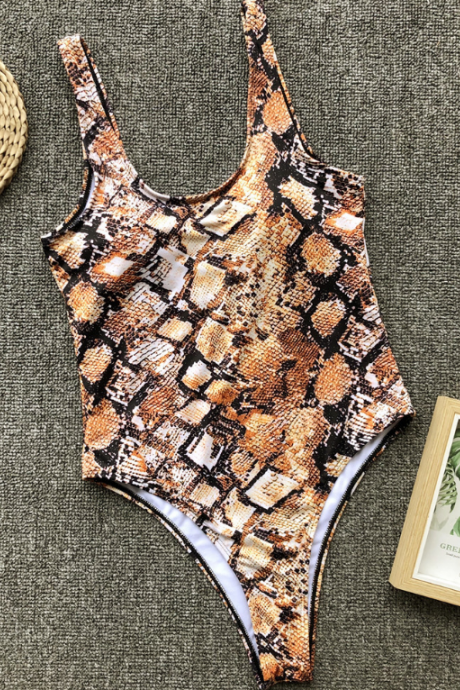 Pop sexy together snake skin pattern swimsuit