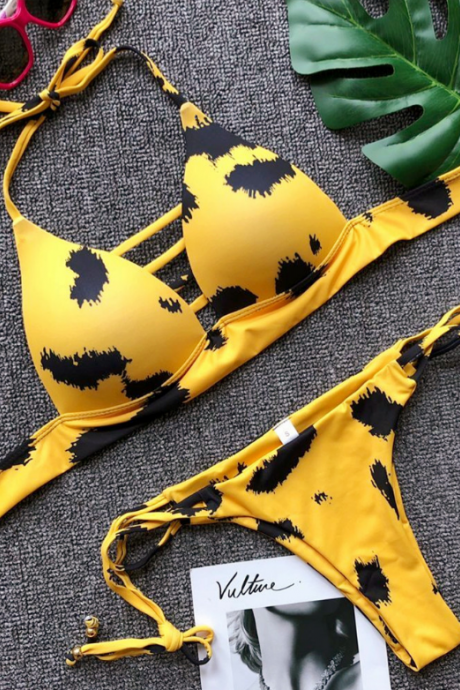 Pop Leopard Print Sexy Bikini