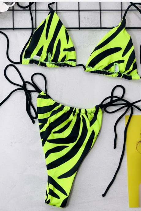 Burst animal print, ladies split bikini.