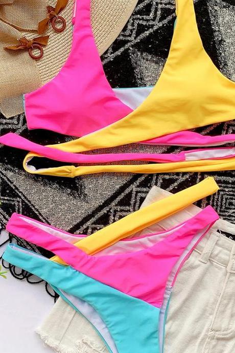 New swimsuit color matching bikini strap swimsuit