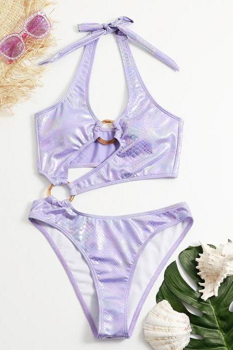 Summer Style Women&amp;#039;s Hollow Sexy Shoulder Straps Lace Ladies Swimwear Bikini