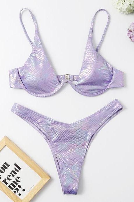 Summer Style Women's Sexy Snake Print -stamping Fabric Bikini