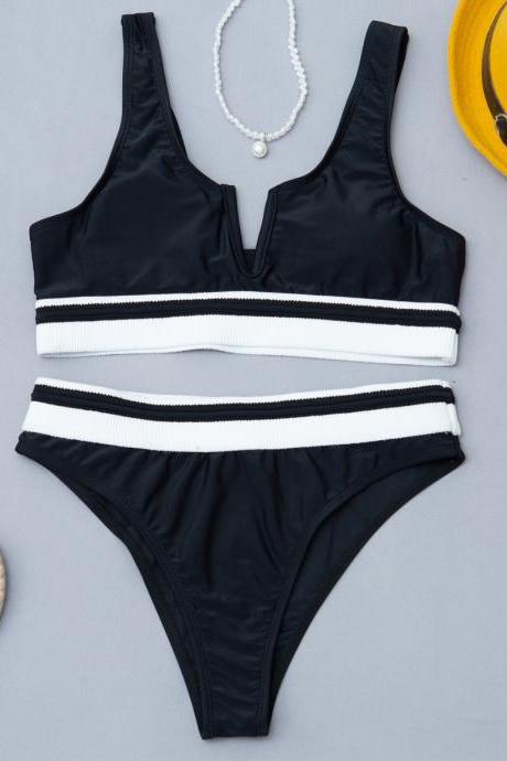 Style Ladies Solid Color Board With Split Swimsuit Sexy Bikini