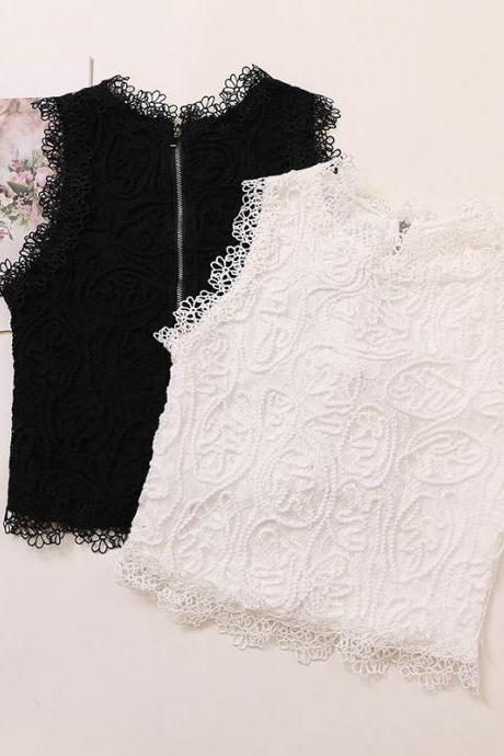 Sexy Hollow Lace Shirt Bottoming Vest Lace Camisole Sleeveless Top