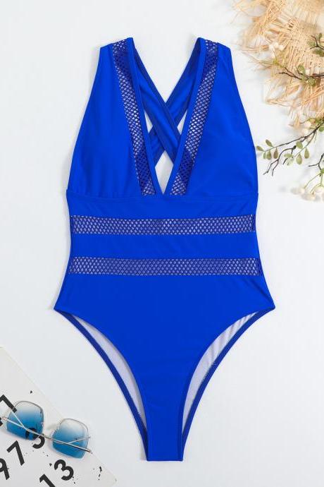 Solid color swimsuit Women's one-piece conservative swimsuit