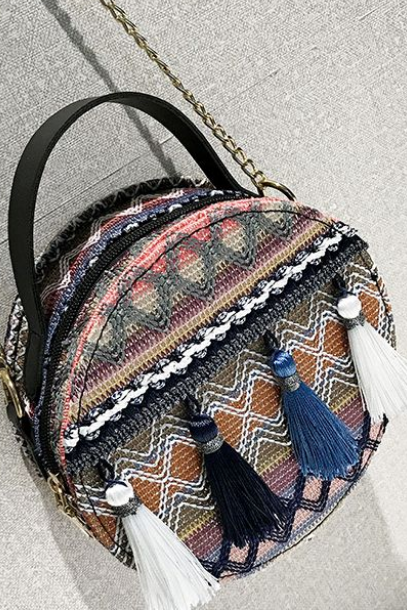 Bag Korean Versatile Crossbody Bag Chic Harajuku Ethnic Style Chain Girl Tassel Bag