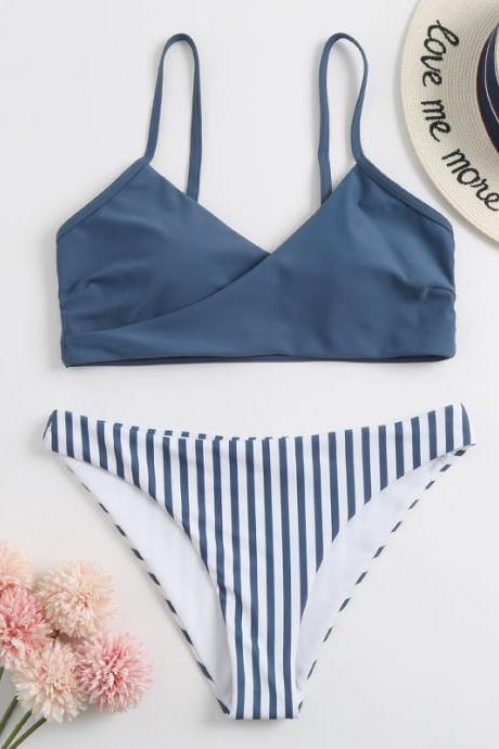 New Strap Bikini Swimwear Wholesale Double Sided Plain Color Swimwear