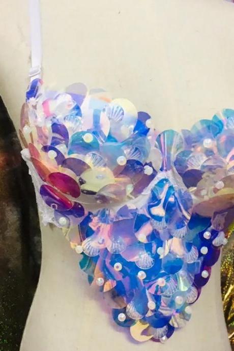 Sequin Mermaid Clothes Diving Bra Bar
