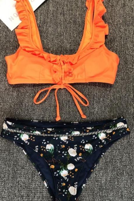 Ruffled Women's Split Swimsuit Bikini