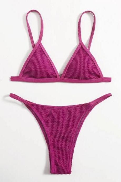 Sexy Triangle Swimwear Women&amp;#039;s Swimwear Solid Color Special Material Swimwear Bikini