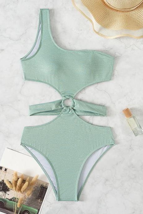 Solid Color Swimsuit With One Piece Sexy Small Chest Gathered In A Bikini