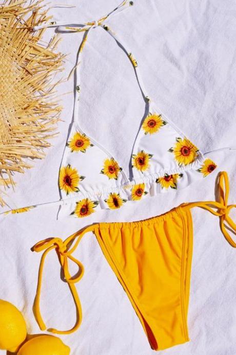 Women&amp;#039;s Two-piece Swimsuit Lace-up Print Sexy Spa Beach Bikini