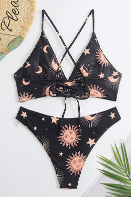 Starry Print High-waisted Sexy Bikini For Women