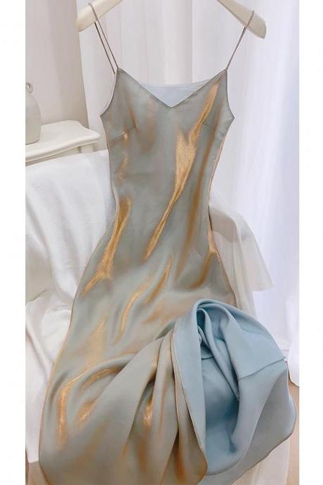 Dress Flowing Lines Pendant Strap Skirt V-neck Fishtail Dress Off-the-shoulder