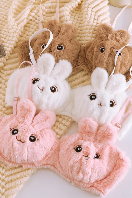 Autumn And Winter Fluffy Underwear Rabbit Cute Milk Silk Pure To Cute Rabbit Ears Two Pieces