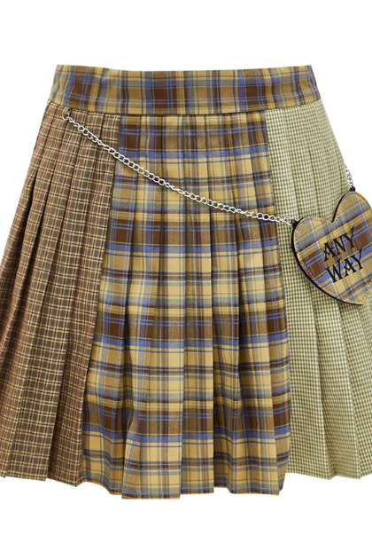 Summer Preppy Sweet High Waisted Plaid Side Zipper Short Skirt Women