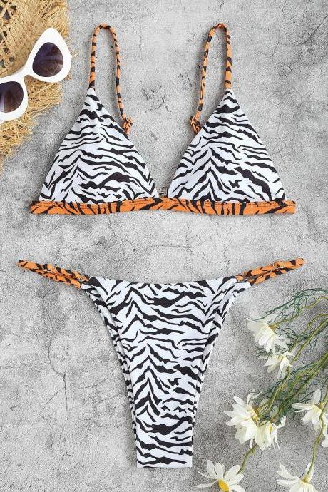 Leopard Print Swimsuit Separate Sexy Swimsuit Women Bikini Print