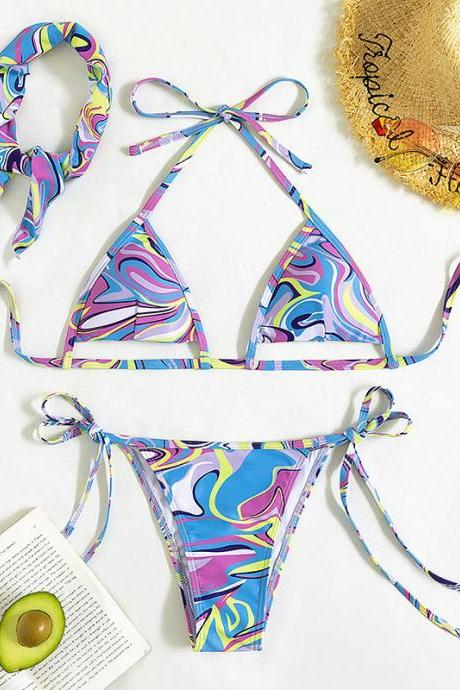Two-piece Swimsuit Lace-up Sexy Mini Triangle Bikini