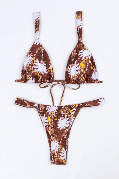 Two-piece Swimsuit Women's Sense Lace Printed Double Fabric Swimwear