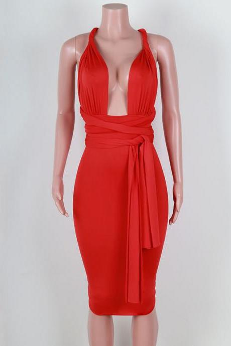 Knee-length Wild European And American Dress With Strapless And Backless Sheath