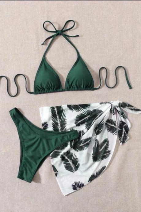 Bikini Tie-dye Three-piece Beach Swimsuit Bikini Print For Women