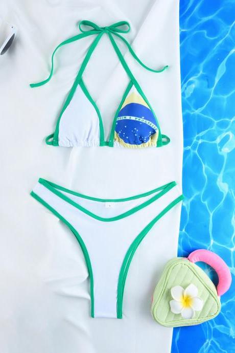 Cute Green Two Pieces Bikinis Swimwear Bathsuit
