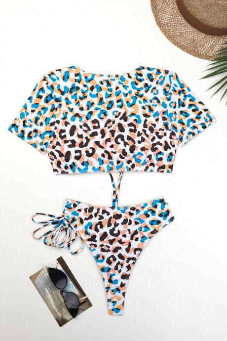 Cute Two Pieces Leopard Bikinis