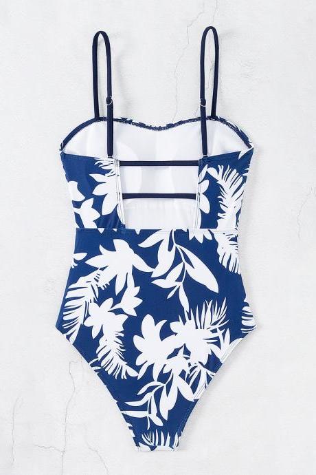 One Piece Swimsuit For Women With Slim Shoulder Straps Slim Fit And Beautiful Back Printed One-piece Swimsuit