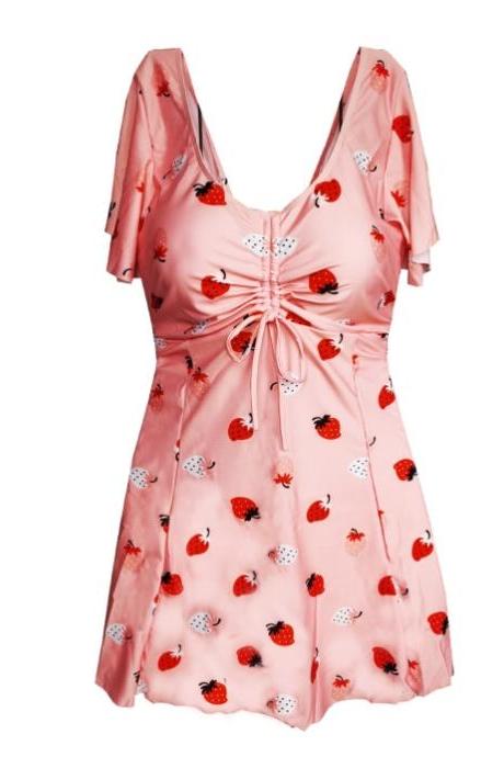 Women Strawberry Swim Dress Swimming Suit For Women Looking Thin And Covering Flesh Mother Spring Swimming Suit