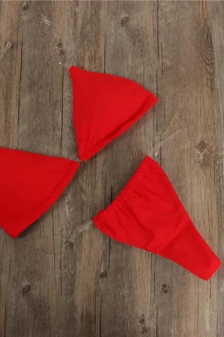 Womens Red Triangle Bikini Top And Bottom Set
