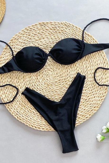 Classic Black Bikini Set For Women - Two-piece Swimwear