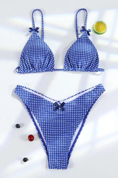 Womens Polka Dot Bikini Set With Bow Details