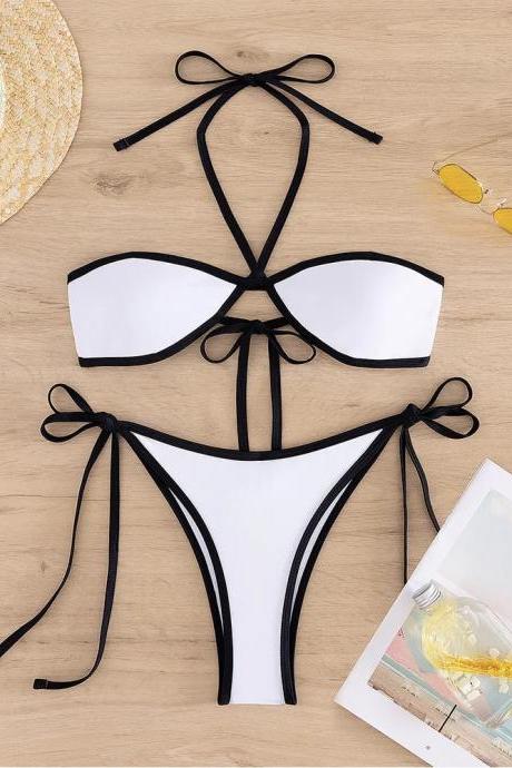 Womens Two-piece Halter Neck Bikini Swimwear Set
