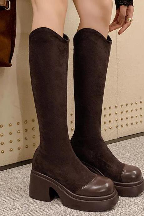 Chunky tassels bandage knee high boots top