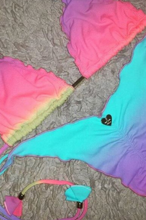 Colorful Pleated Two Piece Bikinis