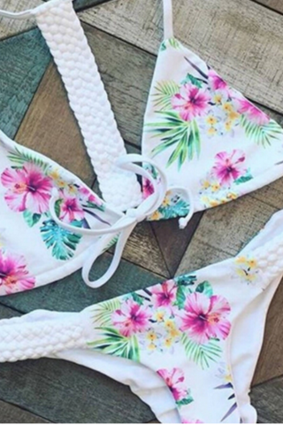 Hand-woven Floral Braid Bikini Two Piece Bikinis