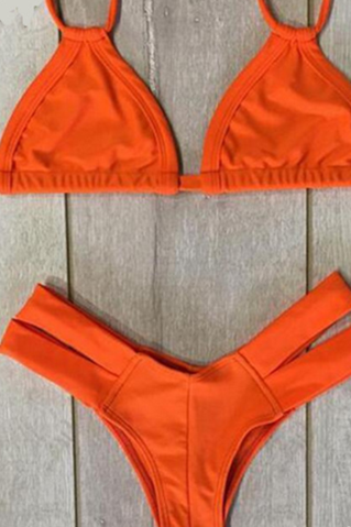 Orange Two Straps Two Piece Bikini