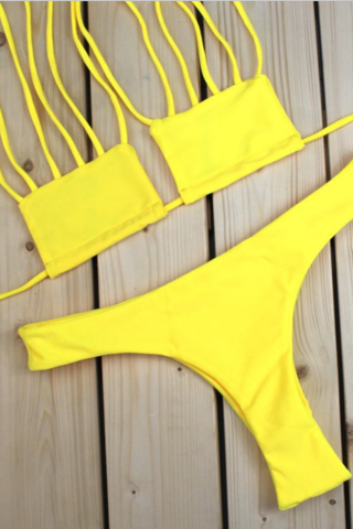 Hot sexy yellow two piece bikini set
