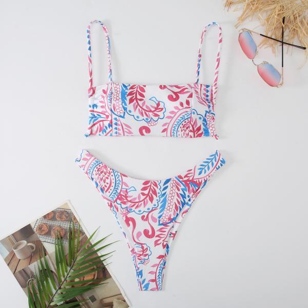 New printed two pieces Printed shoulder strap bikini swimsuit bathsuit