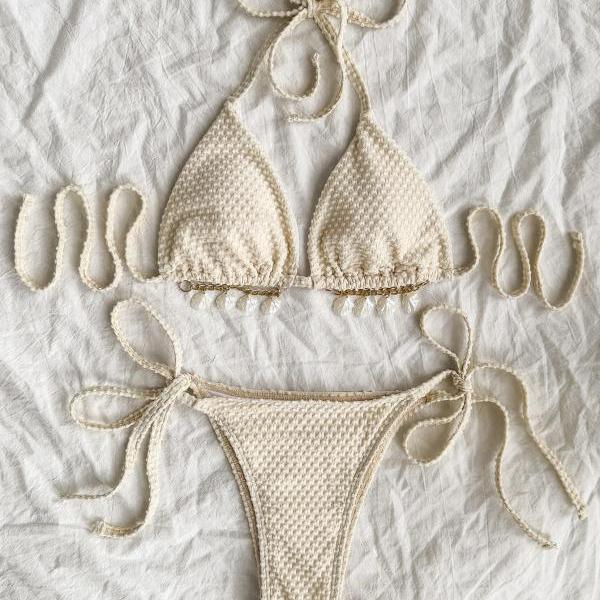 Cute tassel two pieces swimwear bikinis