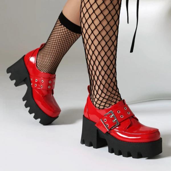 Red platform shoes sales